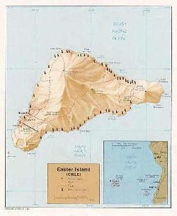 Mapa topográfico da Ilha de Páscoa.