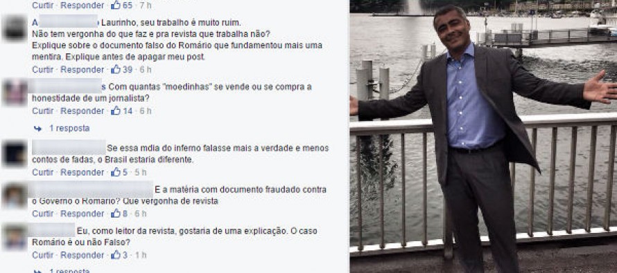 Romário parte Pará o ataque e Faz repórteres da Veja Sairem fazer Facebook