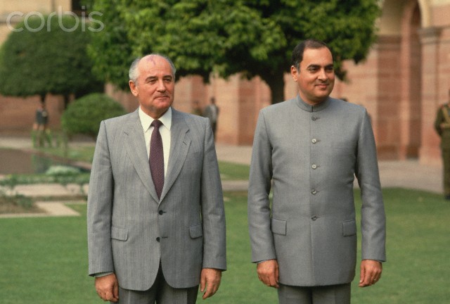 Mikhail Gorbachev e Rajiv Gandhi