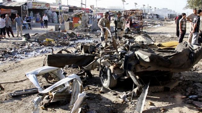 Foto de arquivo mostra o local de um ataque com carro-bomba em Bagdá.