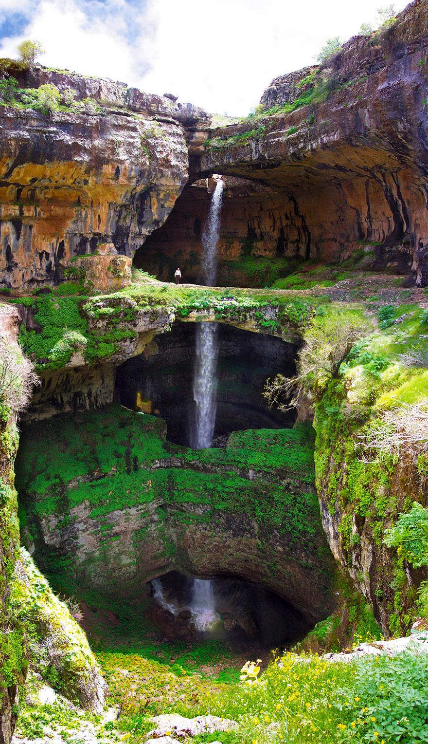 três pontes-cave-baatara-garganta-cachoeira-líbano-13