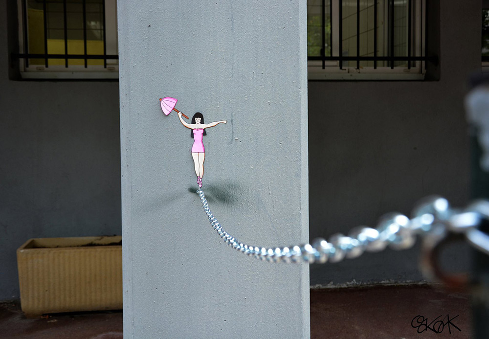 Humorístico Intervenções Urbanas nas ruas de França por OakOak street art pop humor cultura 