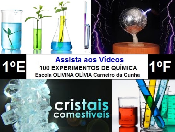 Experimentos de Química dos alunos (1º E e F) da Escola Olivina Olívia Carneiro da Cunha