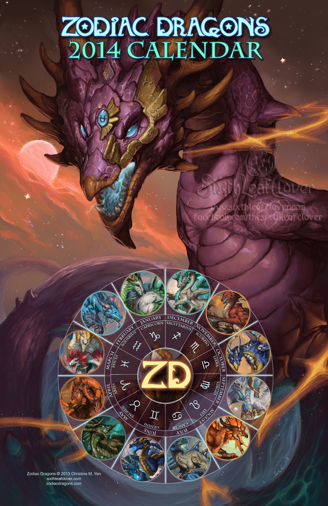 2014 Zodiac Dragons Calendar by The-SixthLeafClover