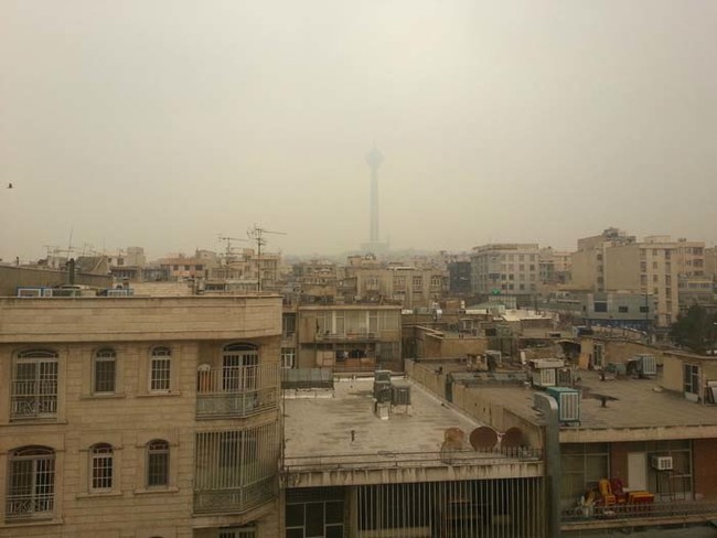 Air pollution in Tehran, the capital city of Iran.