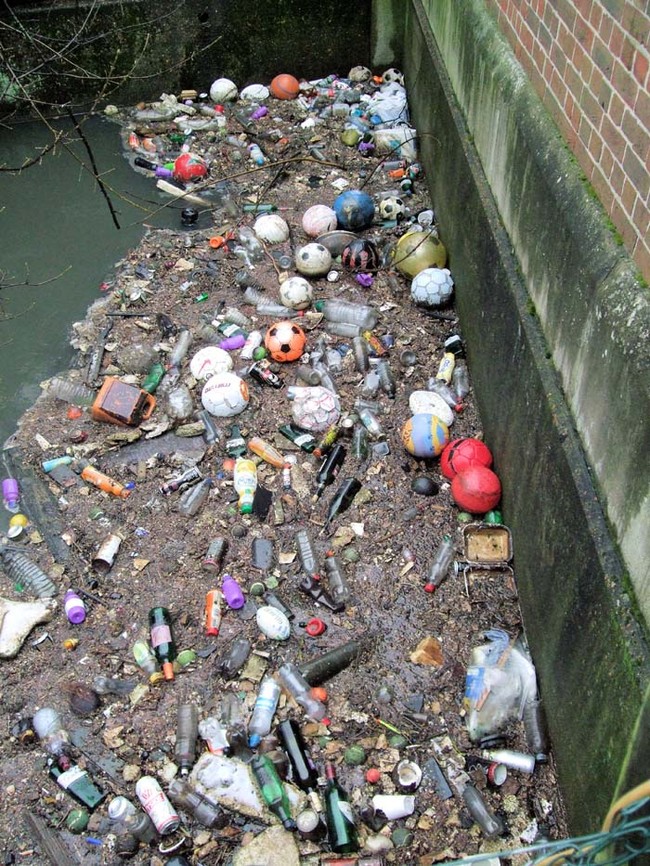 Floating trash in London.