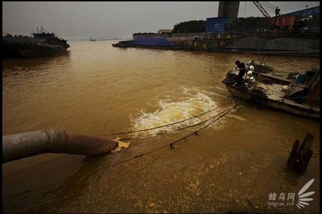 Chemical wastewater being pumped into the Yangtze River in China.