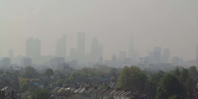 The smog over London on a summer day.